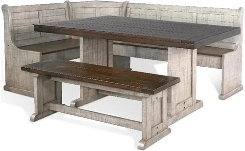 Vista 10 de Sunny Designs Juego de rincón de desayuno de madera maciza (gris alpino)