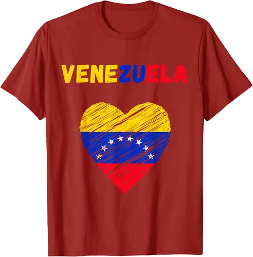 Vista 75 de Camiseta con la bandera venezolana con corazón de Venezuela, Negro