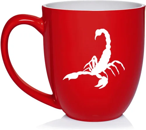 Vista 6 de Daylor Taza de café de cerámica Scorpion, regalo para ella, él, amigo, compañero de trabajo, esposa, esposo (11 onzas, azul)
