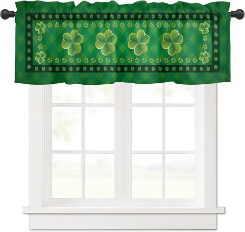 Vista 24 de Cenefa de cortina con lazo rojo de Navidad para ventanas, sala de estar, cocina, baño, granja, bolas de Navidad de acuarela con diseño de bayas