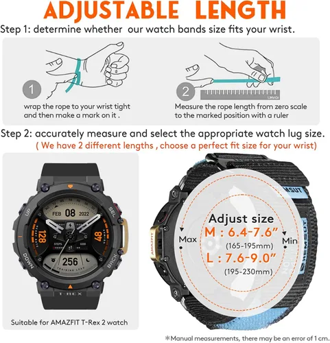 Vista 5 de torbollo Correas de reloj compatibles con T-Rex, T-Rex PRO, T-Rex 2, T-Rex 3 o T-Rex 3 PRO (1.890 in)/(1.732 in), T-Rex Ultra 1/2, correa ancha