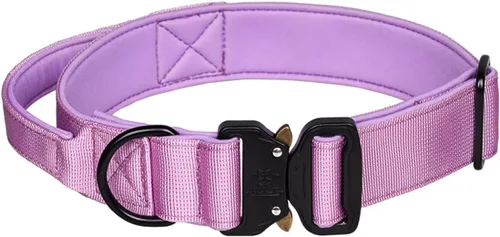 Vista 13 de Collar táctico para perro, collar ajustable de nailon para entrenamiento militar con mango de control y hebilla de metal pesado para perros medianos