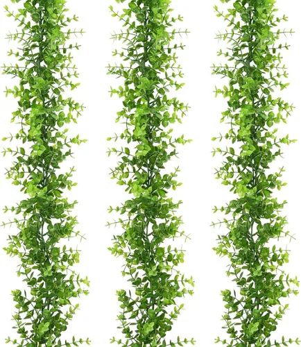 Vista 15 de Dolicer Guirnalda de eucalipto, paquete de 2 unidades, vegetación sintética de 12 pies, guirnaldas colgantes falsas para telón de fondo de boda