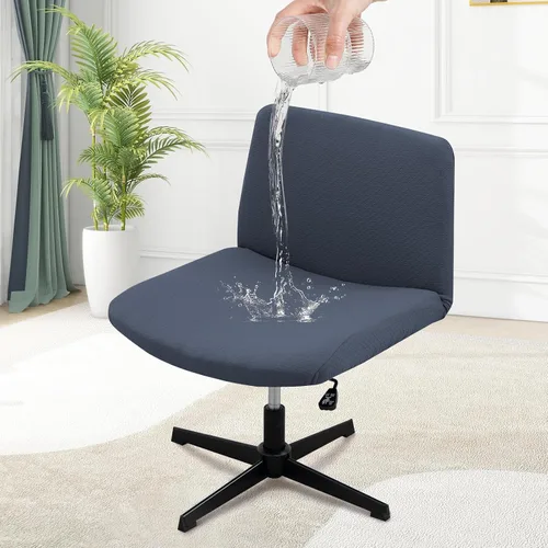 Vista 14 de MINGPINHUIUS Funda para silla ajustable sin brazos: moderna sin brazos, funda para silla de tocador con tiras cruzadas, fundas protectoras