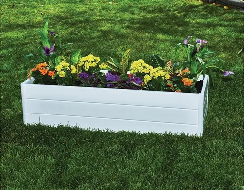 Vista 2 de NuVue Products 26005 - Cama de jardín con terraza al aire libre para cultivar plantas y flores comestibles, caja elevada con panel de veta de madera