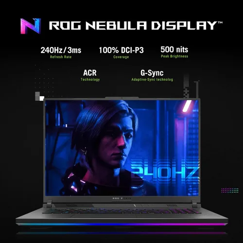 Vista 3 de ASUS ROG Strix G18 (2025) Laptop para juegos, NVIDIA RTX 5080 16GB GDDR7, Intel Ultra 9 275HX(hasta 5.4GHz), pantalla Rog Nebula de 18 pulgadas, 240