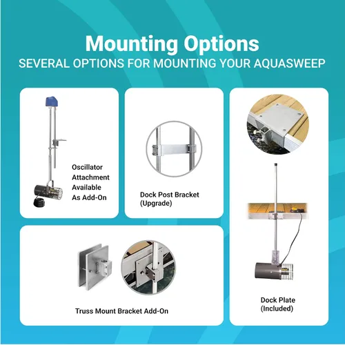 Vista 2 de Scott Aerator Aquasweep - Soporte de muelle – 1/3 caballo de potencia 230 V 50 pies cable – Circulador de agua Agitador de agua Motor de agua
