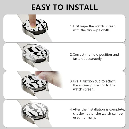 Vista 6 de Protector de pantalla clásico para Samsung Galaxy Watch 6 de 1.732 in, [5+5 unidades] Parachoques de policarbonato duro y película protectora