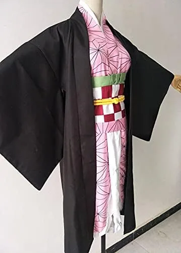 Vista 4 de Anime Cosplay Pink Kimono Costume Kimono Womens Suit Cloak Robe Halloween