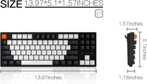 Vista 7 de Keychron Teclado mecánico con cable con diseño de Mac C1 interruptor Gateron G Pro marrón 87 teclas Tenkeyless ABS teclado de computadora para PC