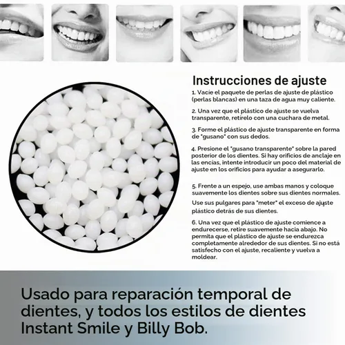 Vista 4 de 8 paquetes de cuentas adhesivas térmicas de repuesto de Instant Smile Billy Bob para dientes falsos