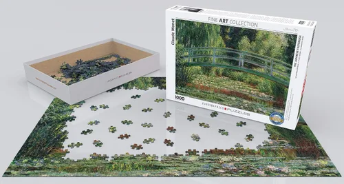 Vista 3 de EuroGraphics The Japanese Footbridge by Claude Monet (1000 piezas) - Rompecabezas (6000-0827), color verde