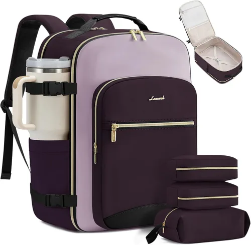 Vista 23 de LOVEVOOK Mochila de viaje grande para mujeres y hombres, mochila de transporte de 40 litros para aviones, bolsa de viaje para artículos personales