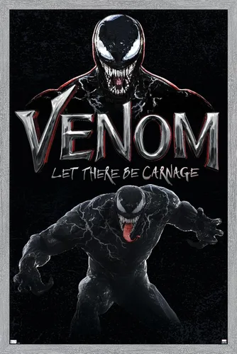 Vista 13 de Trends International Marvel Venom: Let There be Carnage - Póster de pared de ataque, 22.4 pulgadas de largo x 14.7 W, versión enmarcada de madera