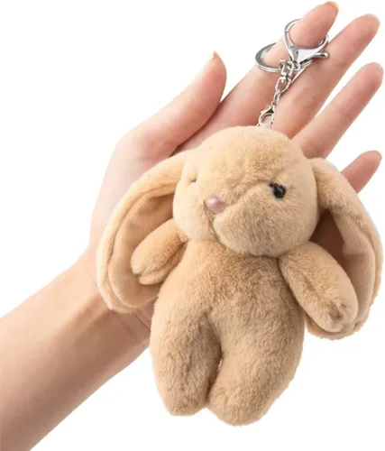 Vista 5 de BEGOOD Llavero de conejo esponjoso Pom Rex Bunny Llavero