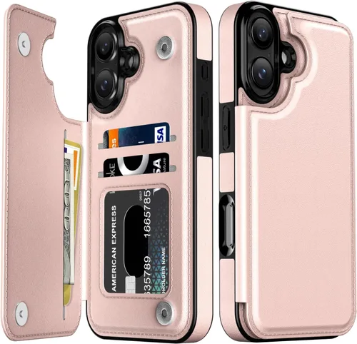Vista 250 de LETO para iPhone 15 Pro Funda tipo cartera - Tapa tipo folio con patada - Diseños de moda - Tarjetero - Funda protectora para mujeres y niñas - 6.1