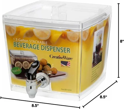 Vista 4 de CreativeWare Dispensador de bebidas sin funda base, 1.5 galones, transparente