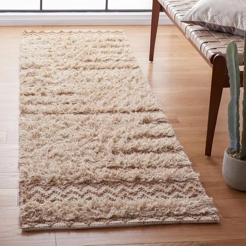 Vista 17 de SAFAVIEH Natura Collection Alfombra de pasillo, 2 pies 3 pulgadas x 6 pies, marfil y marrón, lana hecha a mano, ideal para zonas de alto tráfico