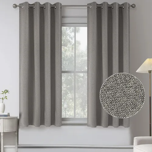 Vista 34 de KEQIAOSUOCAI Cortinas de lino 100% opacas de 100 pulgadas de largo, 2 paneles para dormitorio, estilo casa de campo moderna, completamente negro
