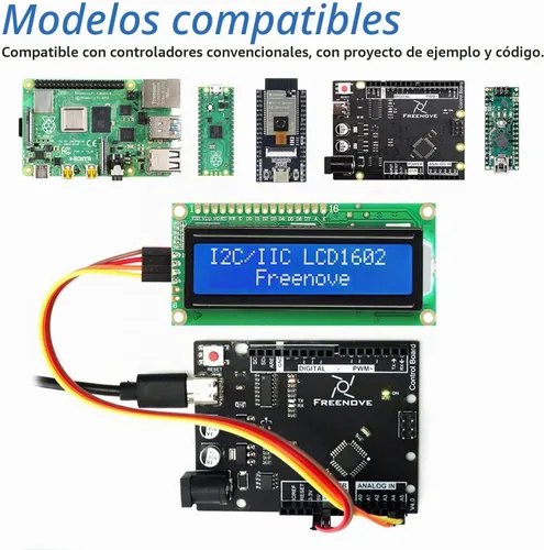 Vista 4 de Freenove I2C IIC LCD 1602 pantalla serial 16x2 nuevo tipo I2C 1602