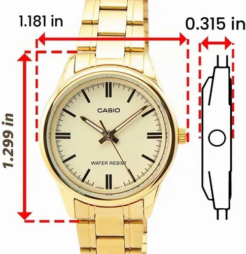 Vista 5 de Casio Reloj analógico de acero inoxidable dorado LTP-V005G-9A para mujer