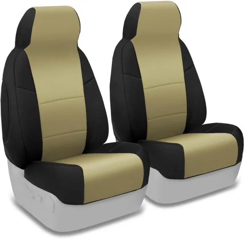 Vista 14 de Coverking Funda de asiento de cubo manual 50/50 de ajuste personalizado para modelos seleccionados de Nissan Frontier - Neosupreme Solid (negro)