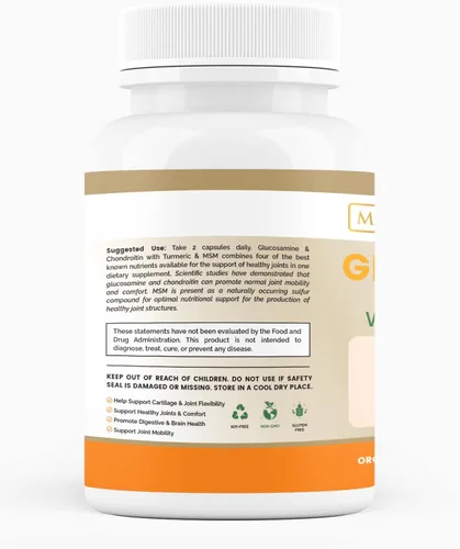 Vista 2 de Condroitina de glucosamina con cúrcuma y MSM para articulaciones saludables, 60 cápsulas vegetales (paquete de 2)