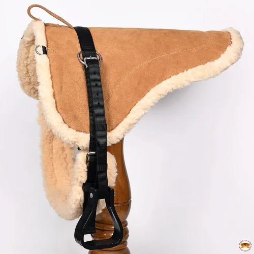 Vista 2 de Hilason Almohadilla Bareback de piel de ante con contorno de cuello