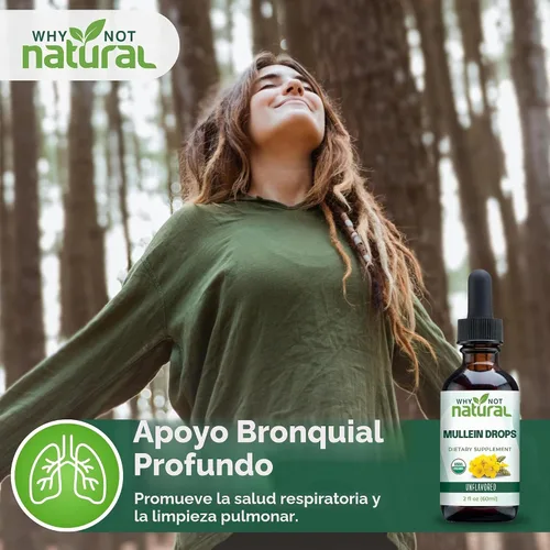 Vista 6 de Gotas de gordolobo orgánico USDA para pulmones - Suplemento de tintura de extracto de hoja
