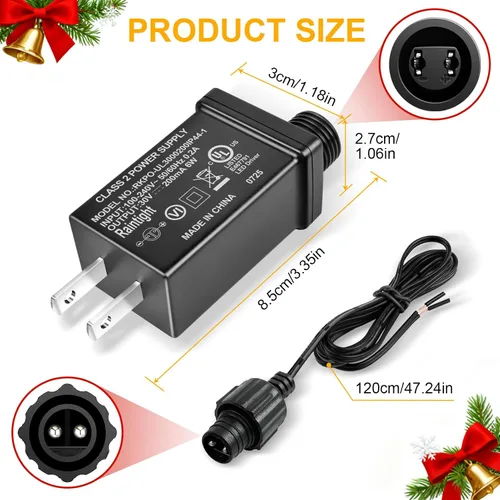 Vista 5 de Fuente de alimentación de 30V 6W 0.2A Clase 2, Transformador de Bajo Voltaje de CA a CC, Adaptador de Corriente IP44 para Tiras de Luces LED