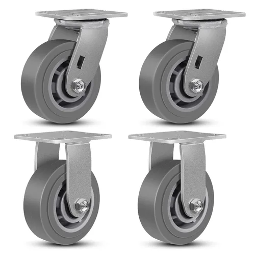 Vista 28 de Ruedas giratorias resistentes de 4 pulgadas, rueda de goma industrial, ruedas giratorias con freno, paquete de 1 con capacidad de hasta 600 libras