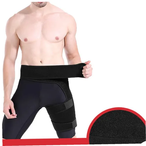 Vista 4 de Abaodam Protector de cadera ajustable Soporte de compresión para piernas y cadera Correa elástica negra para la ingle para más rápido de tensión
