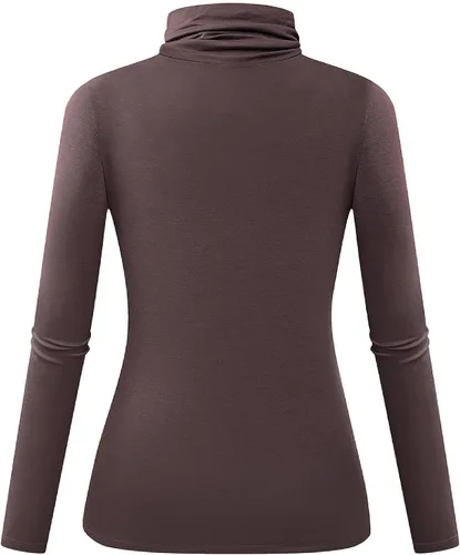 Vista 2 de Herou - Blusa de mangas largas ajustada, ligera e informal con cuello de tortuga para mujer