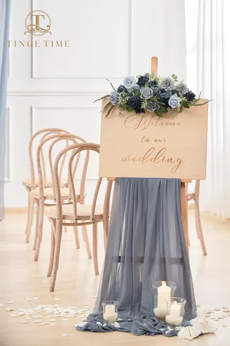 Vista 7 de TINGE TIME - Flores artificiales, 25 piezas, rosas azules degradado de aspecto real con tallo para manualidades, ramos de novia, centros de mesa