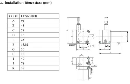 Vista 6 de Fase lineal CESI-S1000E CESI-S1000E del sensor del codificador del desplazamiento del alambre económico de 39.370 in