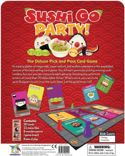 Vista 3 de Sushi Go Party! - El juego de cartas deluxe de seleccionar y pasar de Gamewright, multicolor