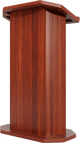 Vista 9 de Podio de Madera Personalizable, Atril de Madera, Tablero de Partículas de 15MM, Diseño Elegante con Almacenamiento, Ruedas con Candado, Espacio