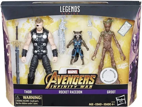 Vista 2 de Marvel Figuras de acción de Thor, Rocket y Groot de Legends
