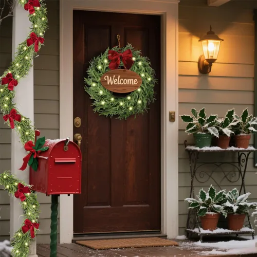 Vista 6 de HipTree - Guirnalda de Navidad de Norfolk preiluminada de 6 pies con luces