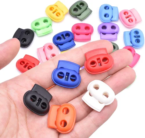 Vista 10 de CooBigo Plastic Cord Locks for Paracord Drawstring Clip, Spring Toggle Cord Stopper Sweatpant Hat Gloves Hoodie String Lock 01-20 piezas