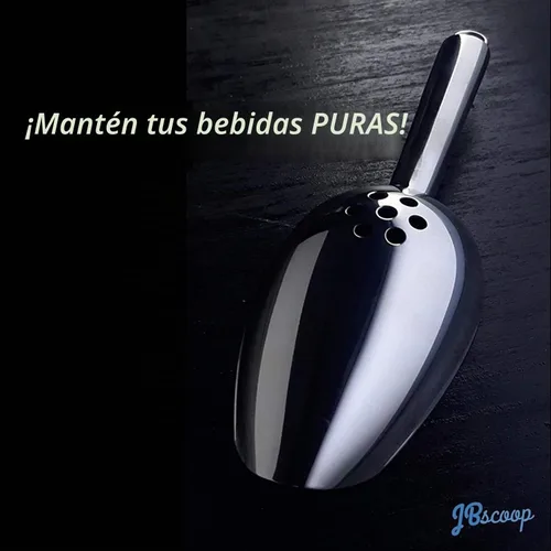 Vista 5 de JBscoop Cuchara de hielo con agujeros. Cuchara de hielo de acero inoxidable con orificios de drenaje para reducir la dilución no deseada. Resistente