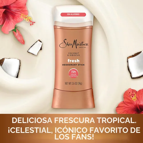 Vista 3 de SheaMoisture - Desodorante en barra 72h Control de olores coco e hibisco fresco sin aluminio, 2.6 onzas Protección contra olores de 72 horas sin