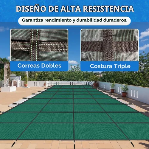 Vista 7 de iCOVER Cubierta de seguridad para piscina interior, 20x40 pies rectangular, cubierta de seguridad de invierno para piscinas interiores, cubierta
