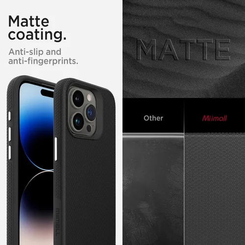 Vista 4 de Miimall Funda magnética delgada compatible con iPhone 15 Pro, color negro