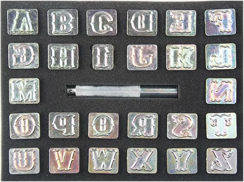 Vista 10 de OWDEN Kit profesional de herramientas de estampado de números de 10 piezas (3/4 de pulgada, 0.748 in de alto) para artesanía de cuero, herramienta
