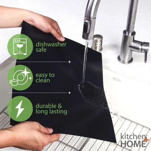 Vista 5 de Juego de 2 revestimientos para horno de cocina y hogar, grande, resistente, 100% libre de PFOA y BPA, antiadherente, reutilizable, para hornos