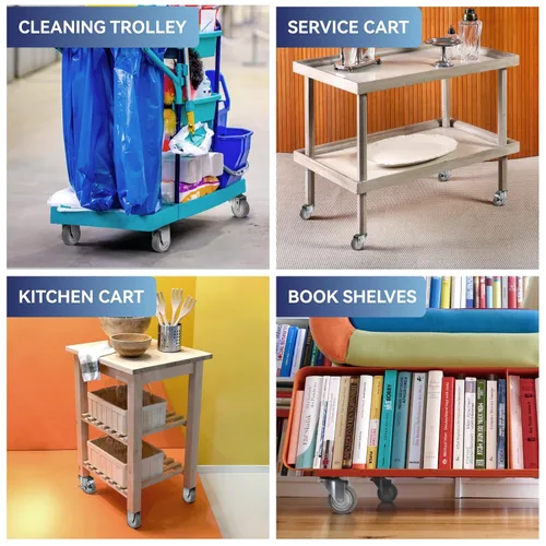 Vista 7 de Ruedas resistentes de 3 pulgadas, ruedas giratorias con frenos, ruedas de placa con rueda de goma para muebles, plataforma, camión, carrito