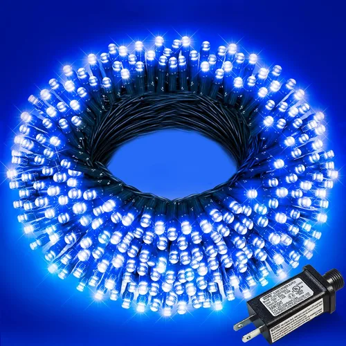 Vista 11 de Juego de 2, luces de Navidad, 200 pies, 600 LED, exterior/interior, guirnalda luces, 8 modos, impermeables, cable verde, parpadeantes, árbol, patio