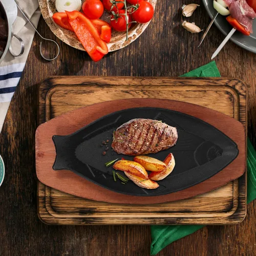 Vista 9 de DOITOOL Sartén de hierro fundido en forma de pescado, bandeja antiadherente para parrilla de barbacoa de 13.18 x 6.49 x 0.98 pulgadas, sartén
