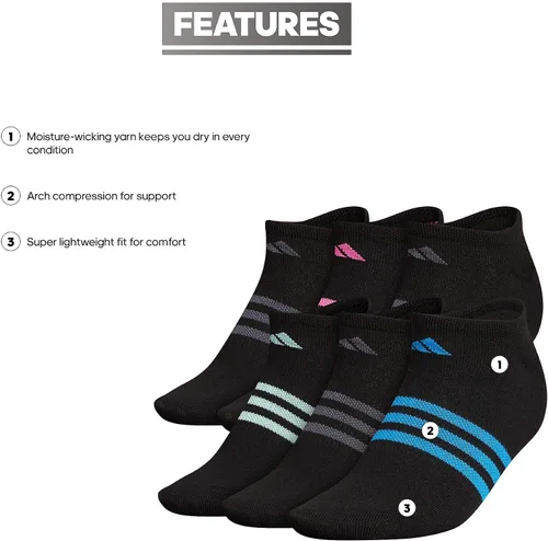 Vista 2 de adidas Superlite - Calcetines invisibles para mujer 6 pares